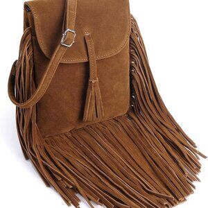 Fringe Small Crossbody Bags for Women Trendy Designer Cell Phone Bag Suede Tasse